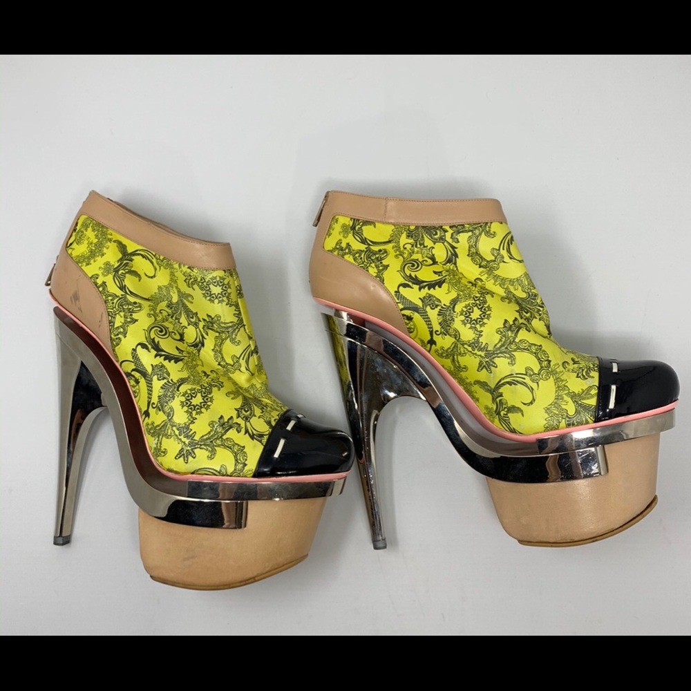 VERSACE Italy Platform Boot Metal Heel Women 39.5